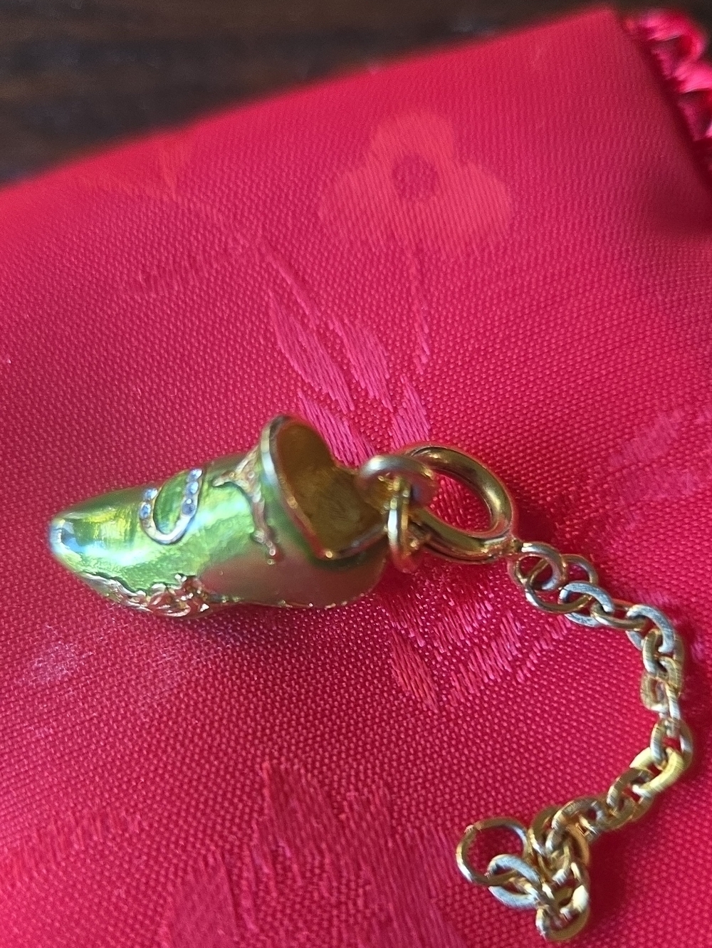 Vintage Joan Rivers Victorian Shoe Charm With Chain